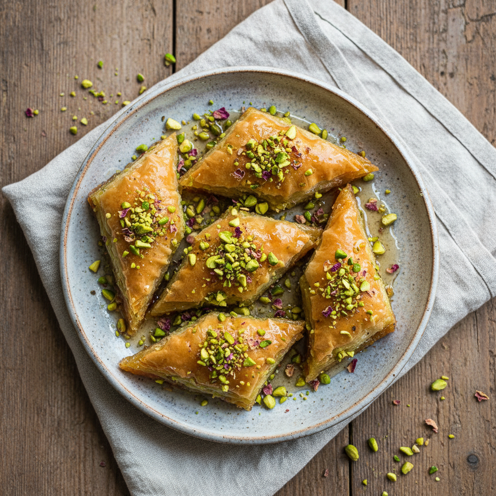 Rosewater and Pistachio Baklava