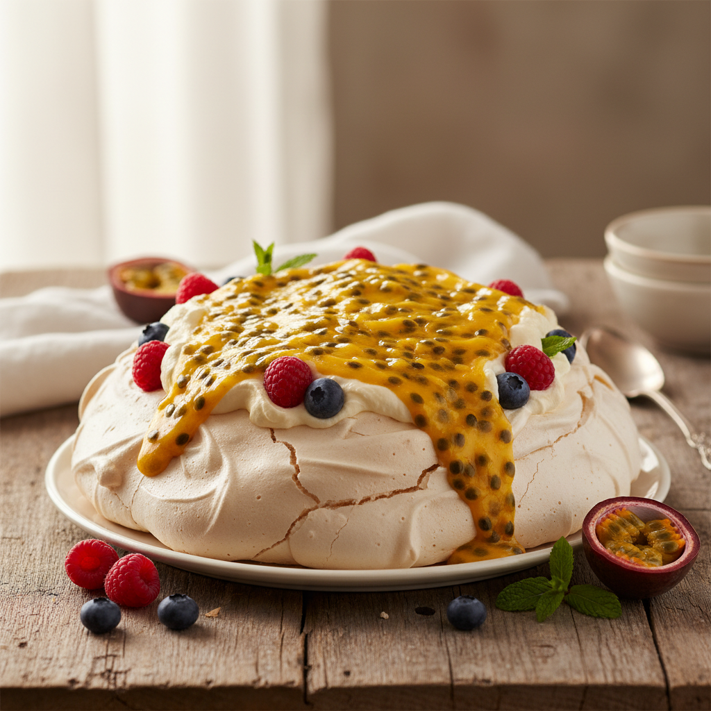 Pavlova with Passion Fruit Cream