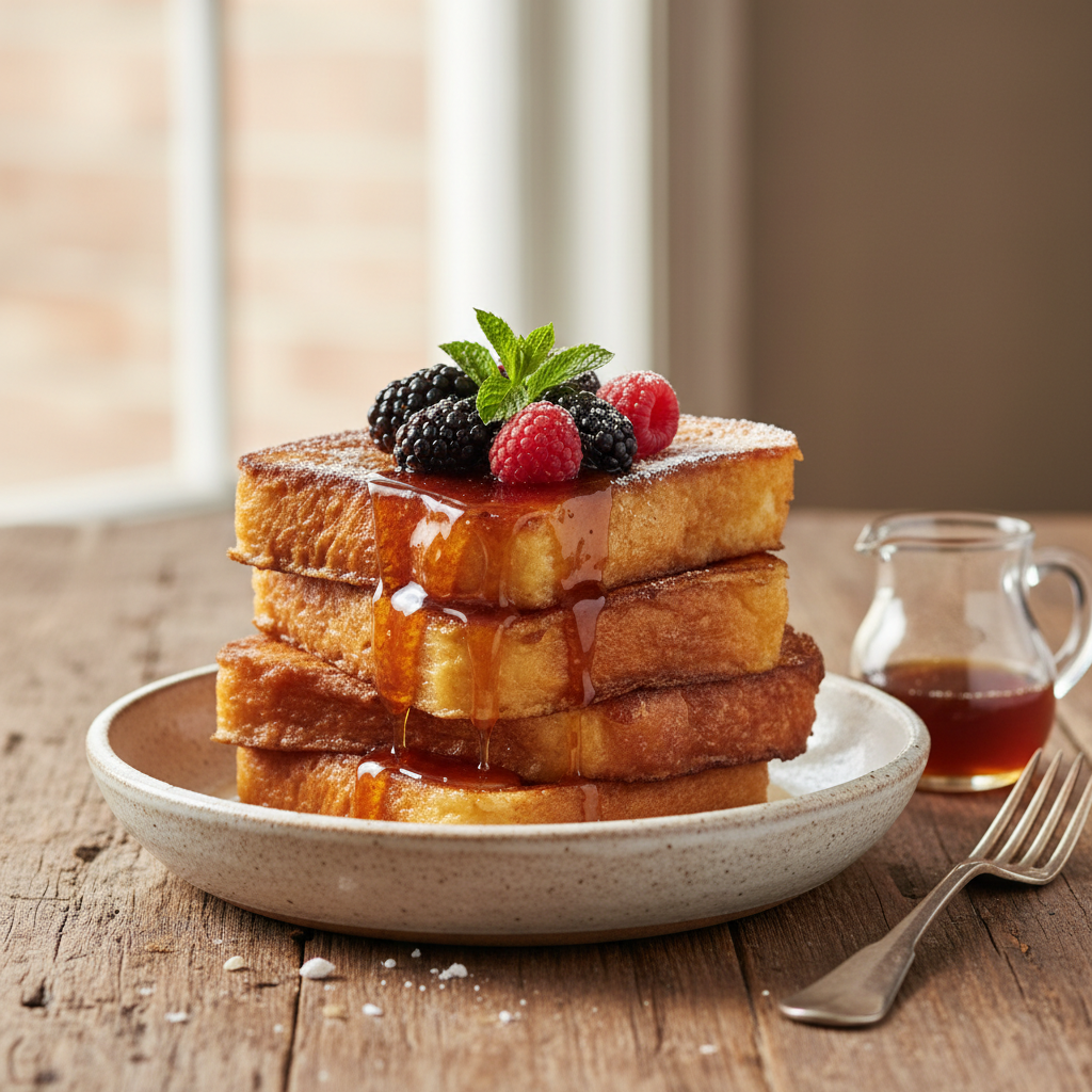 Brioche French Toast with Bourbon Syrup