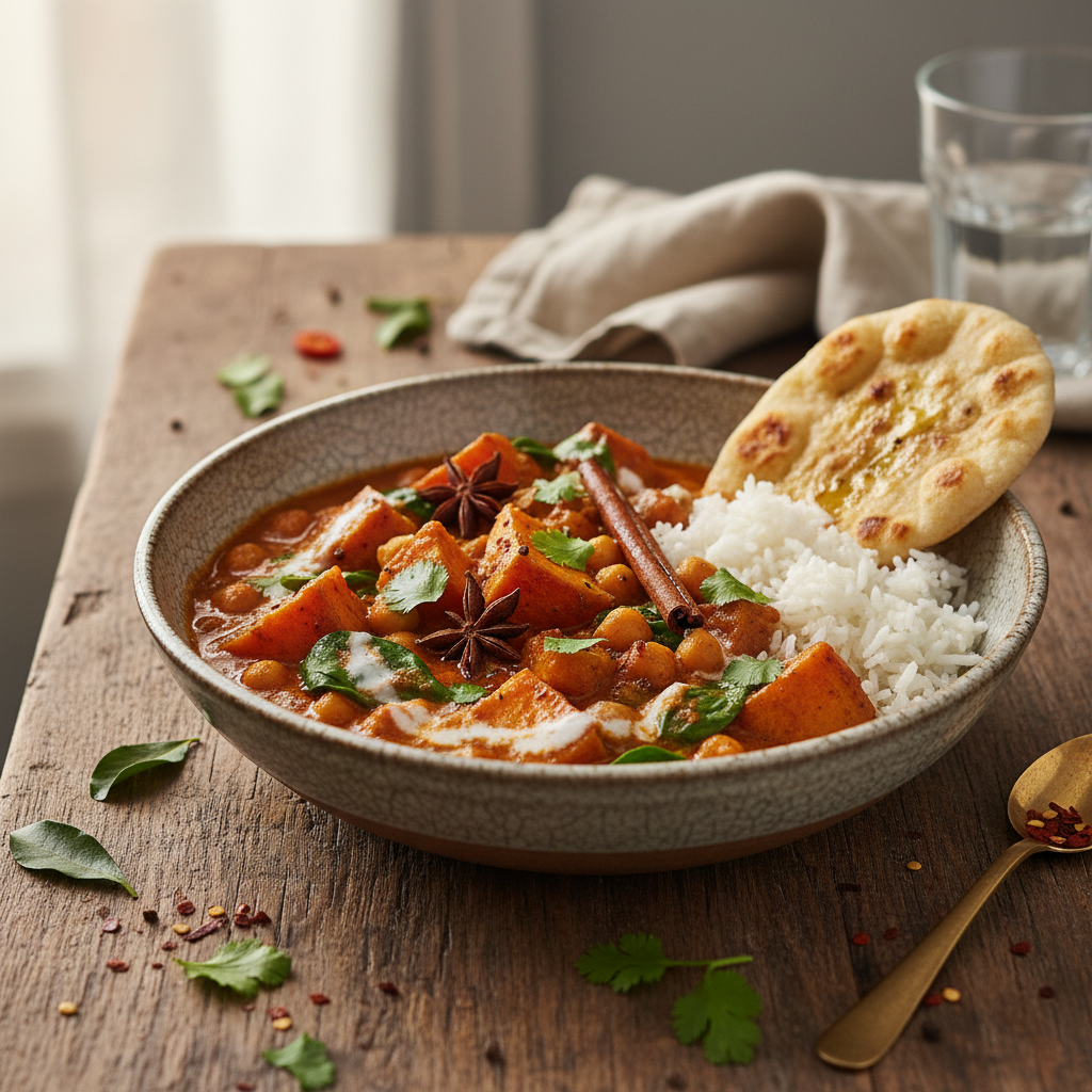 Slow-Roasted Sweet Potato & Chickpea Curry
