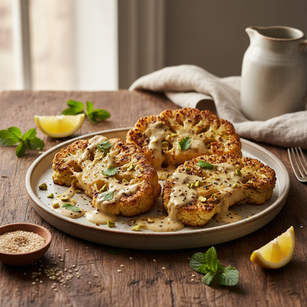 Roasted Cauliflower Steaks with Tahini