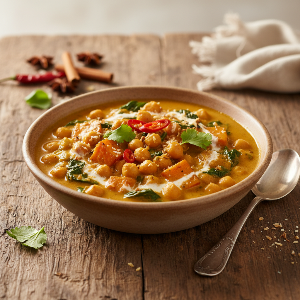Chickpea and Spinach Sweet Potato Curry