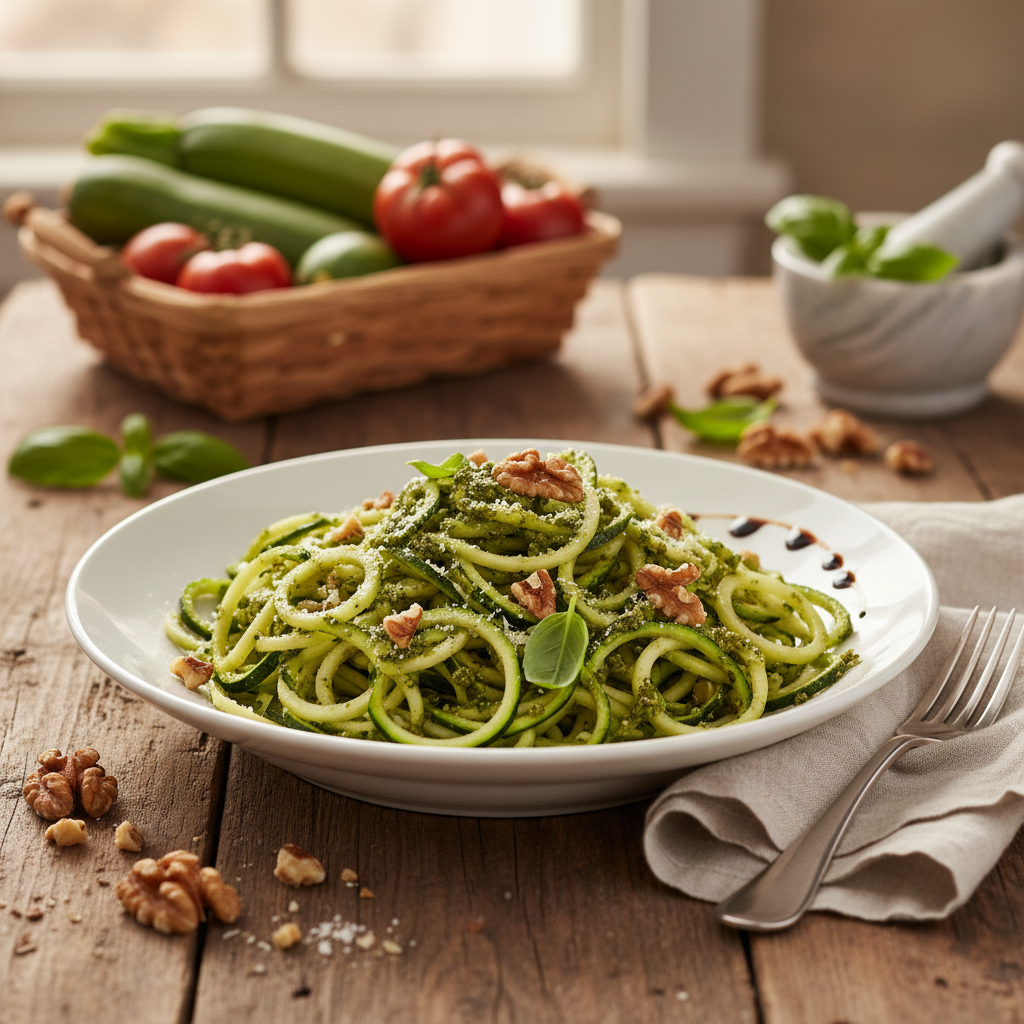 Zucchini Noodles with Walnut Pesto