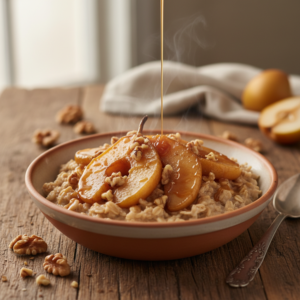 Steel-Cut Oats with Caramelized Pears