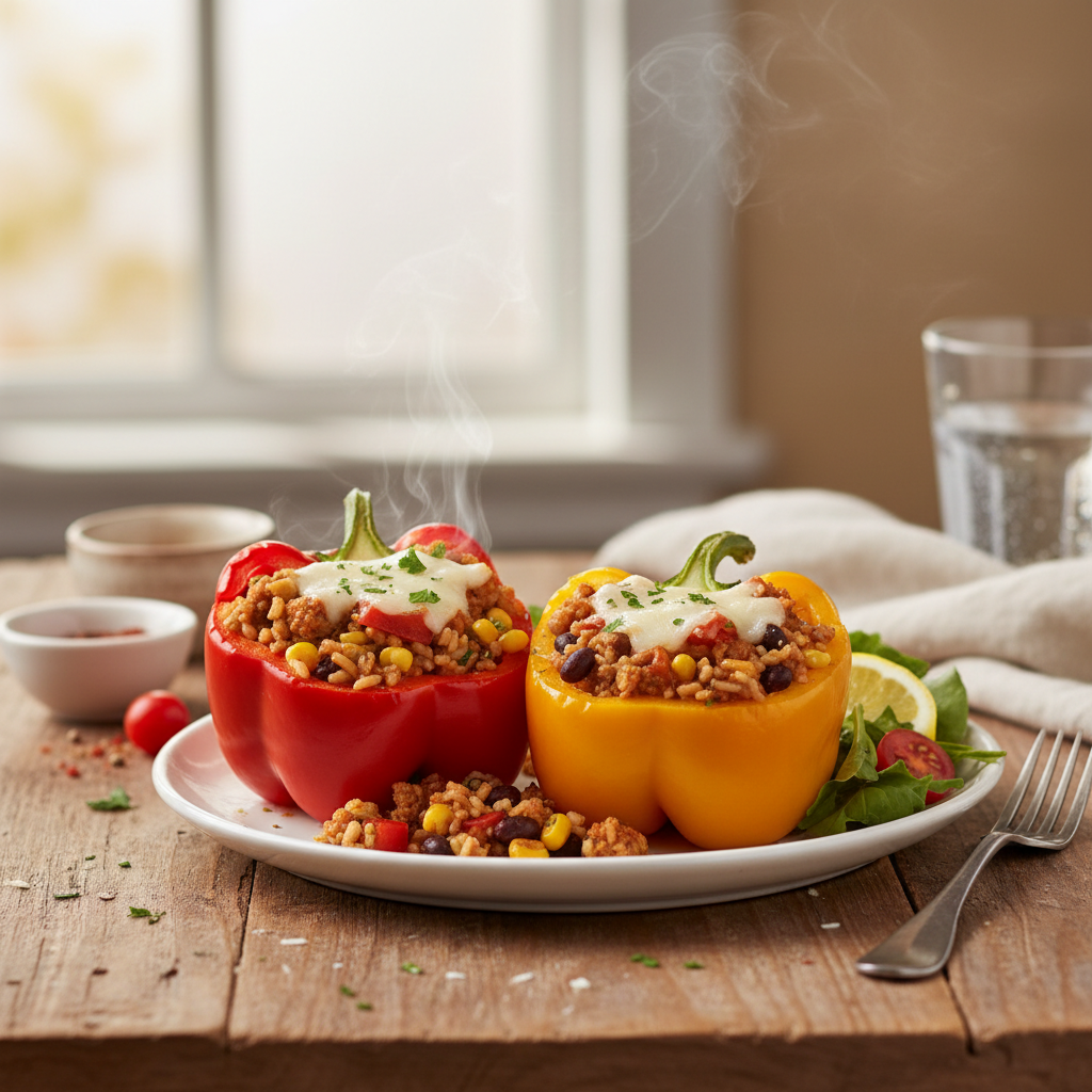 Stuffed Bell Peppers with Ground Turkey