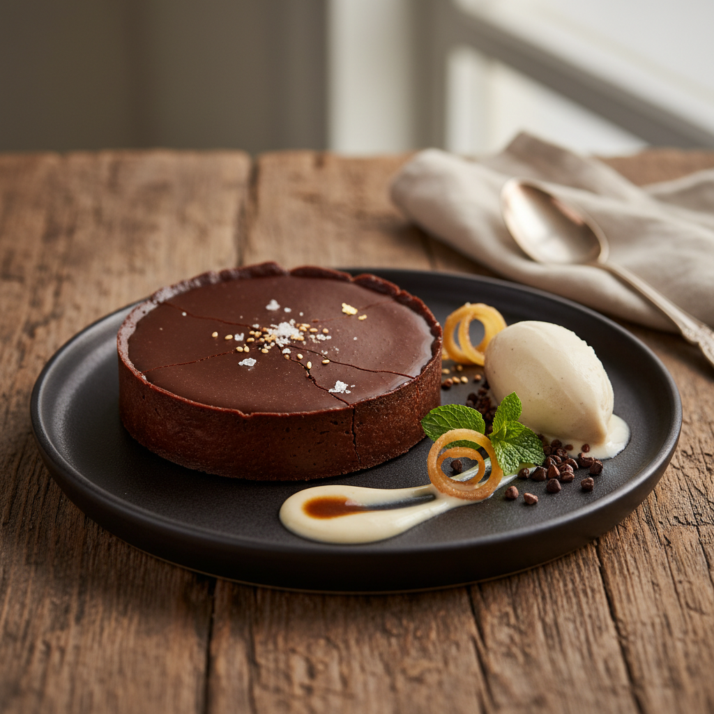 Salted Miso Chocolate Ganache Tart