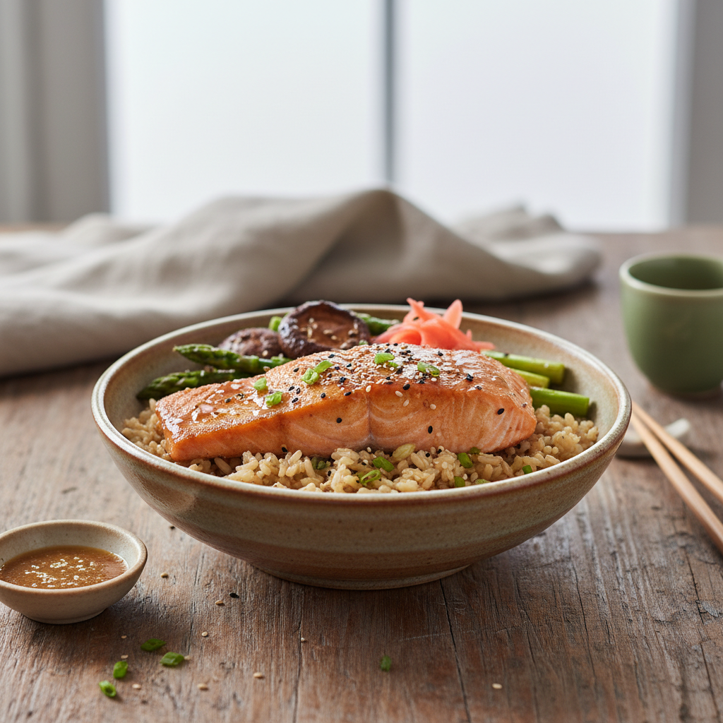 Japanese Miso Ginger Salmon Bowl