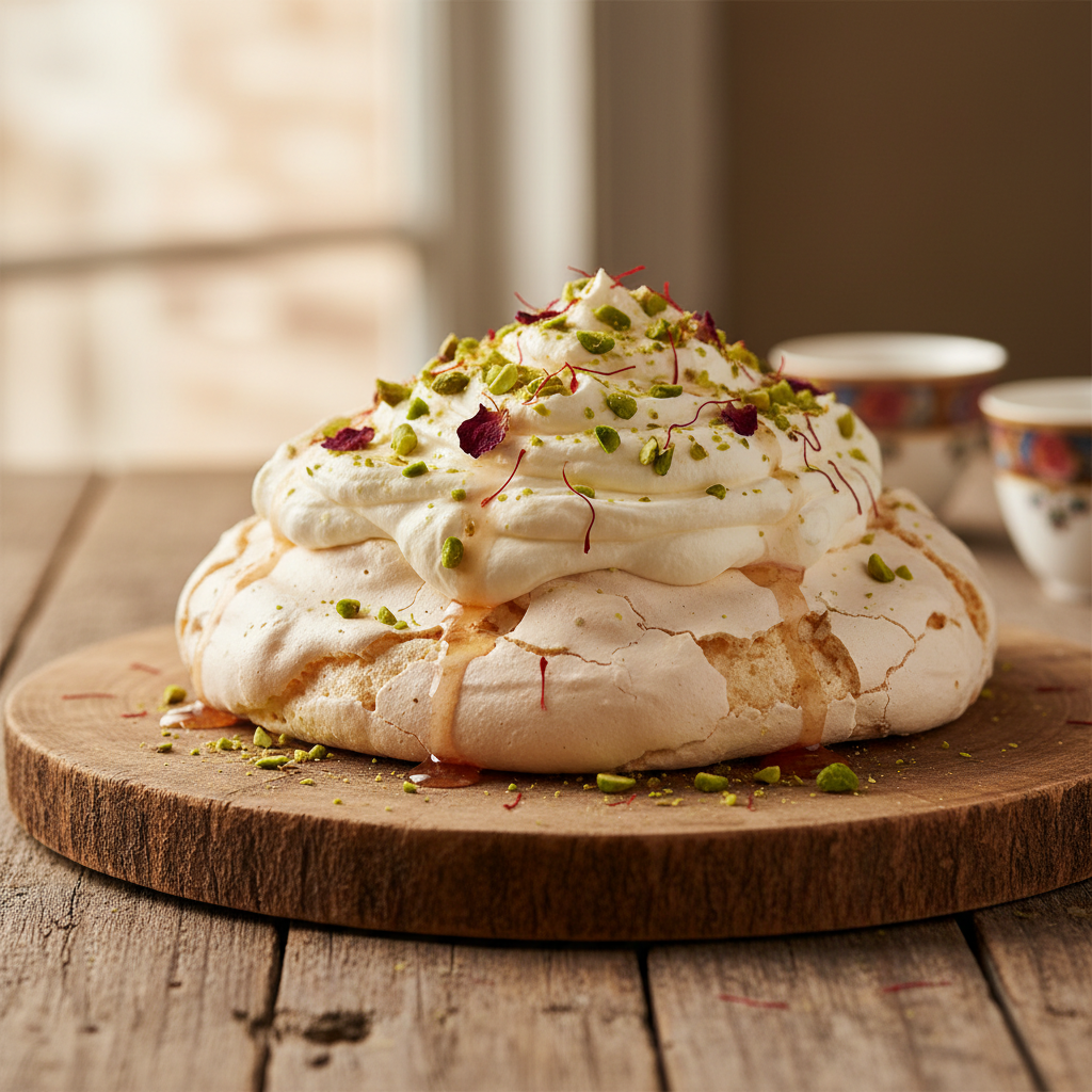 Saffron and Rose Water Pavlova