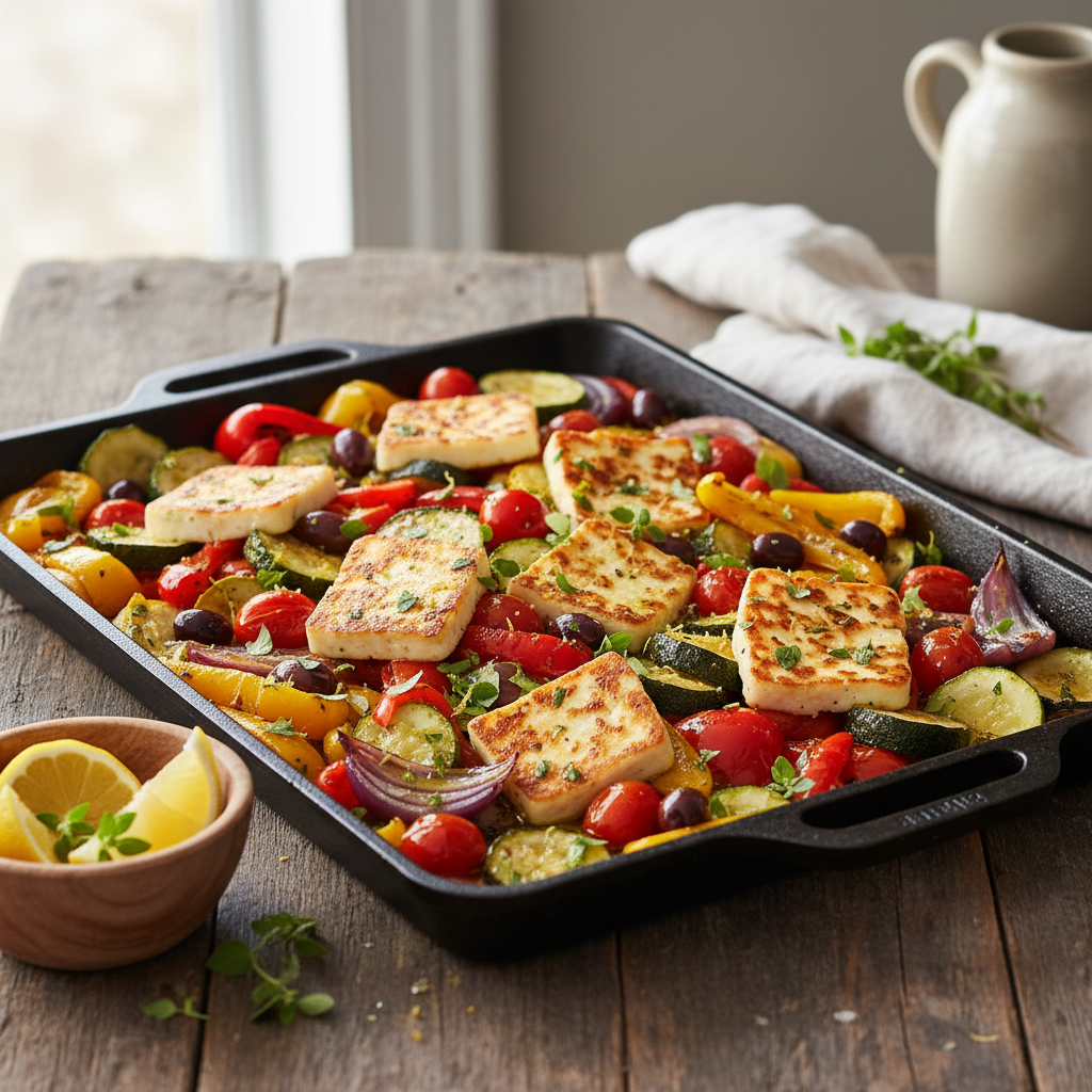 Sheet Pan Halloumi & Mediterranean Veg