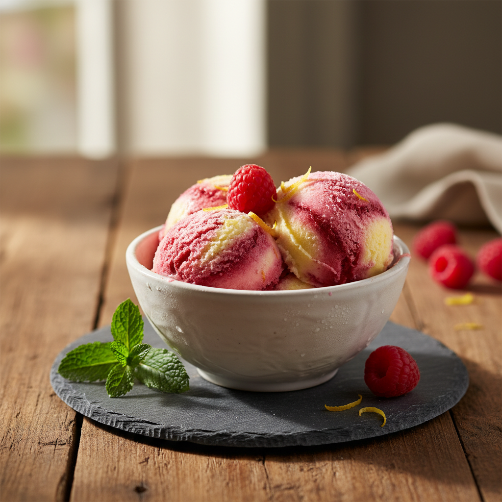 Quick Raspberry Lemon Sorbet