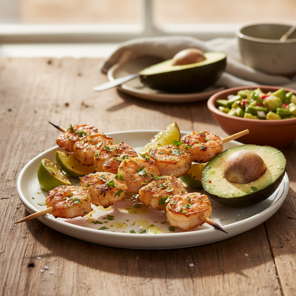 Mexican Lime & Cilantro Shrimp Skewers