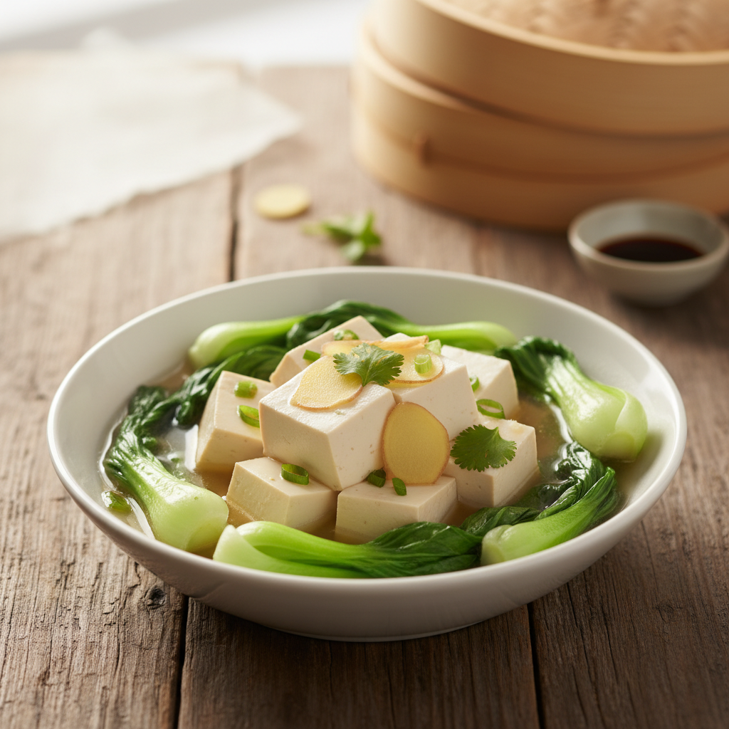 Steamed Ginger Tofu with Bok Choy