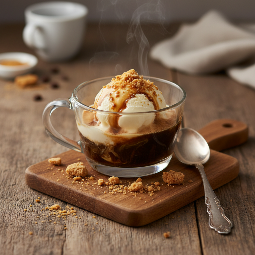 Espresso Affogato with Amaretti Crumbs