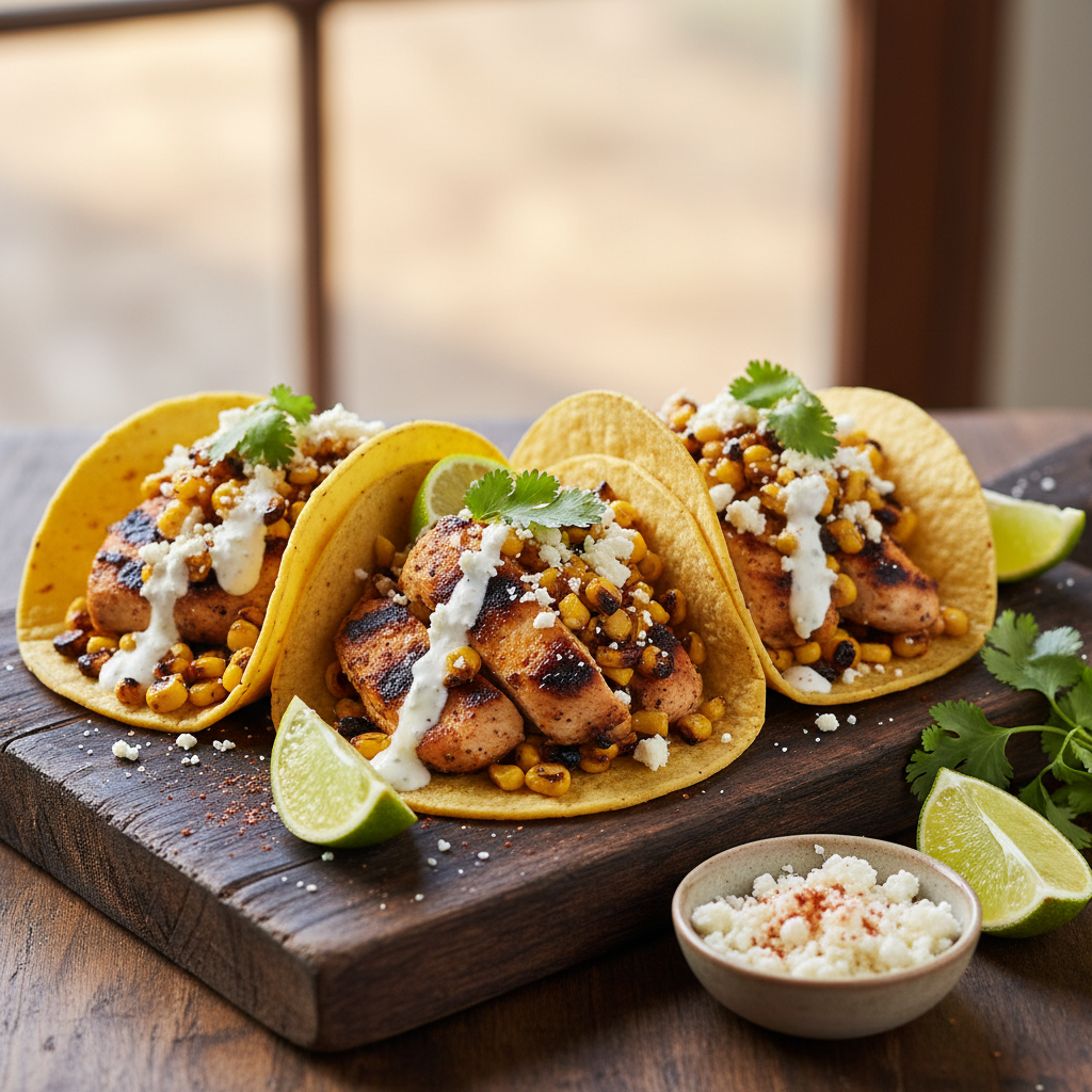 Mexican Street Corn Chicken Tacos