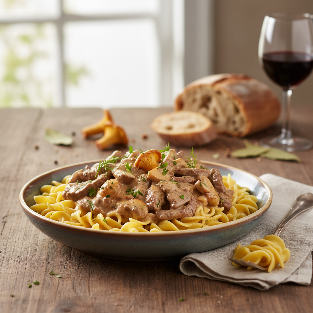 Beef Stroganoff with Wild Mushrooms
