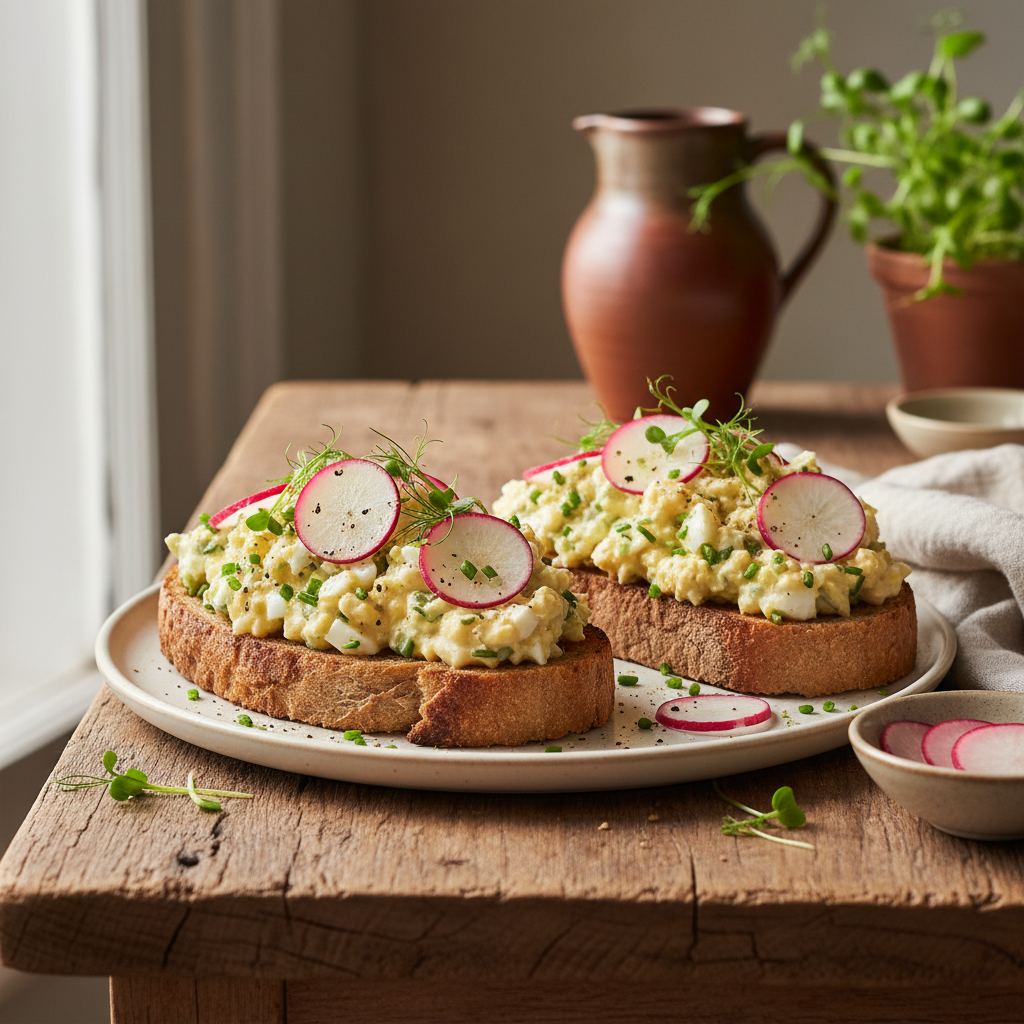 Egg Salad Tartines with Radish