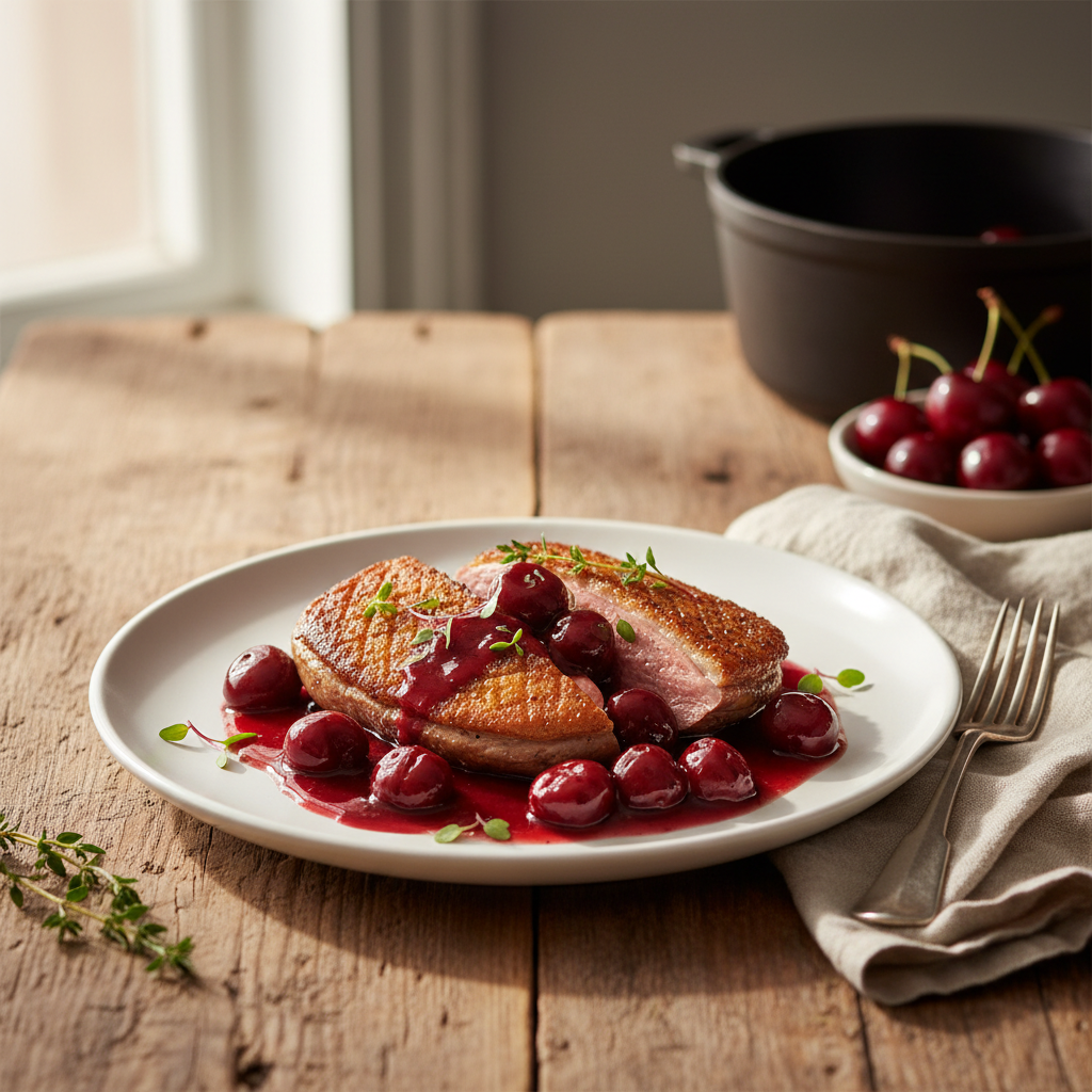 Pan-Seared Duck Breast with Cherry Port Sauce