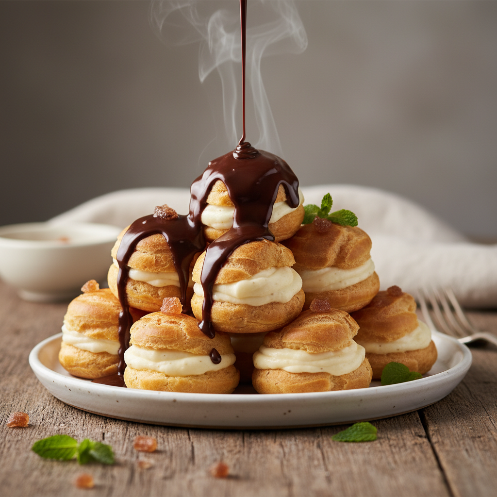 Classic French Profiteroles with Ganache