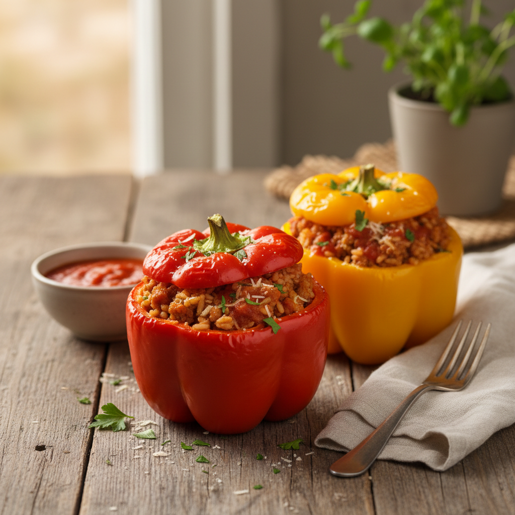 Stuffed Bell Peppers with Ground Turkey