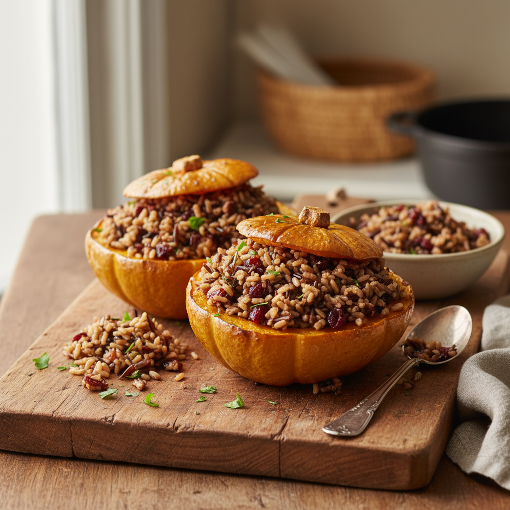 Stuffed Acorn Squash with Wild Rice