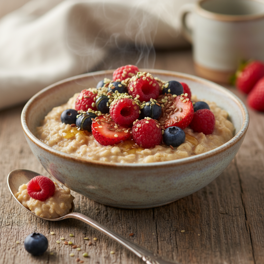 Steel-Cut Oats with Berries and Hemp