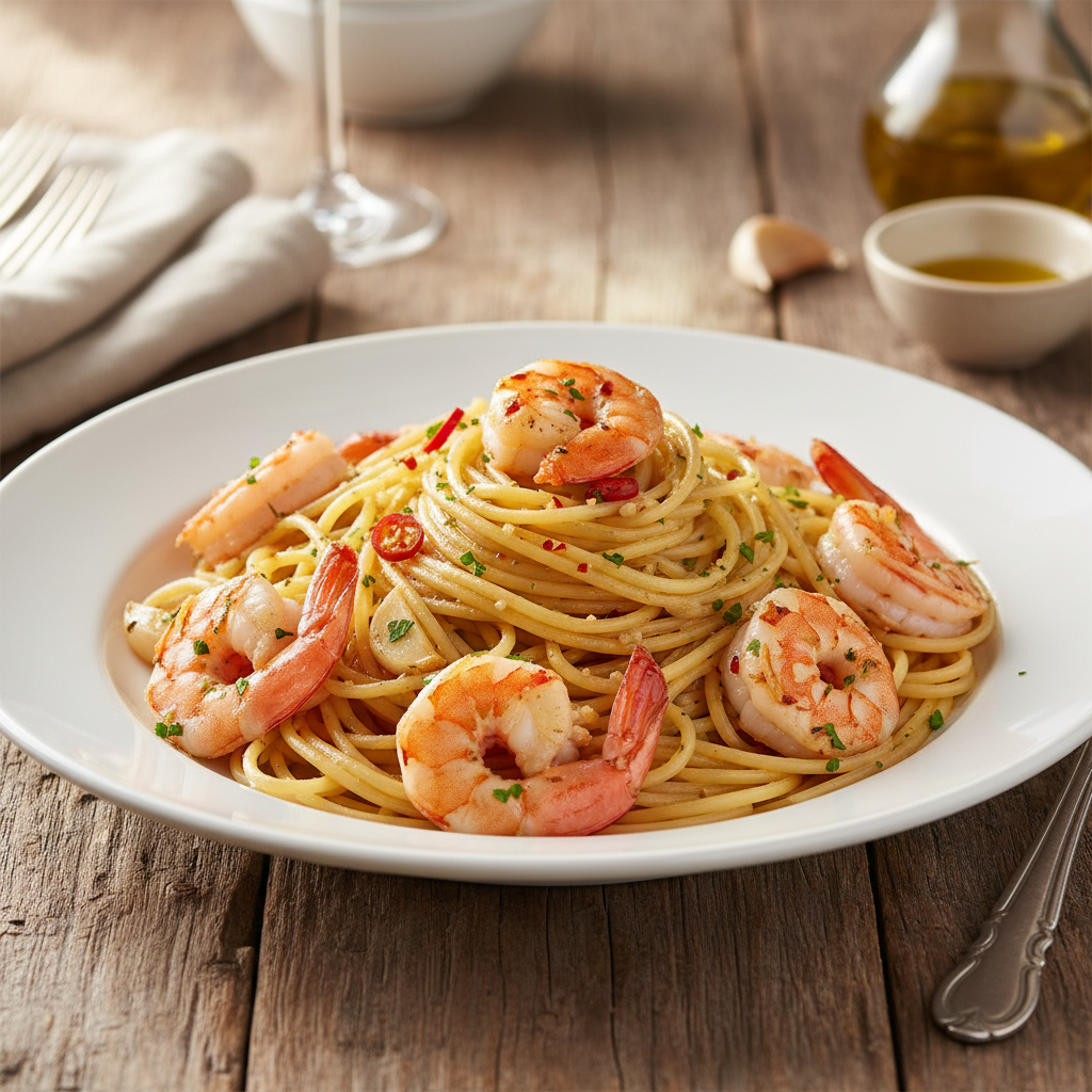 Aglio e Olio with Jumbo Shrimp