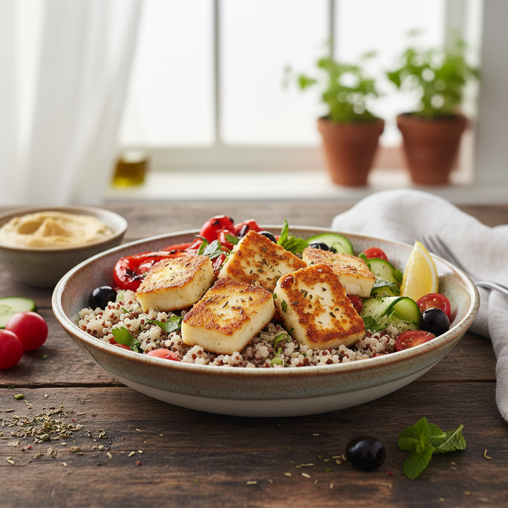 Crispy Halloumi & Quinoa Bowl