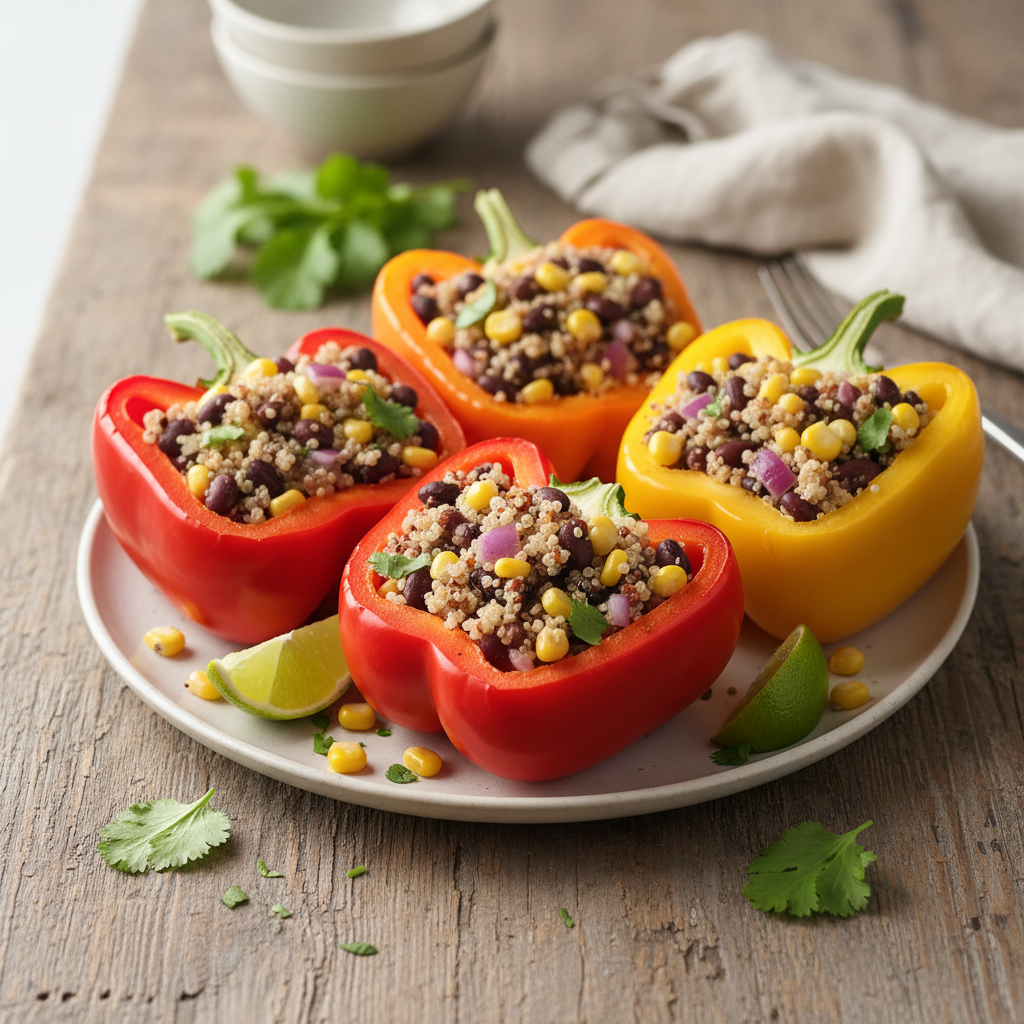 Quinoa and Black Bean Stuffed Peppers