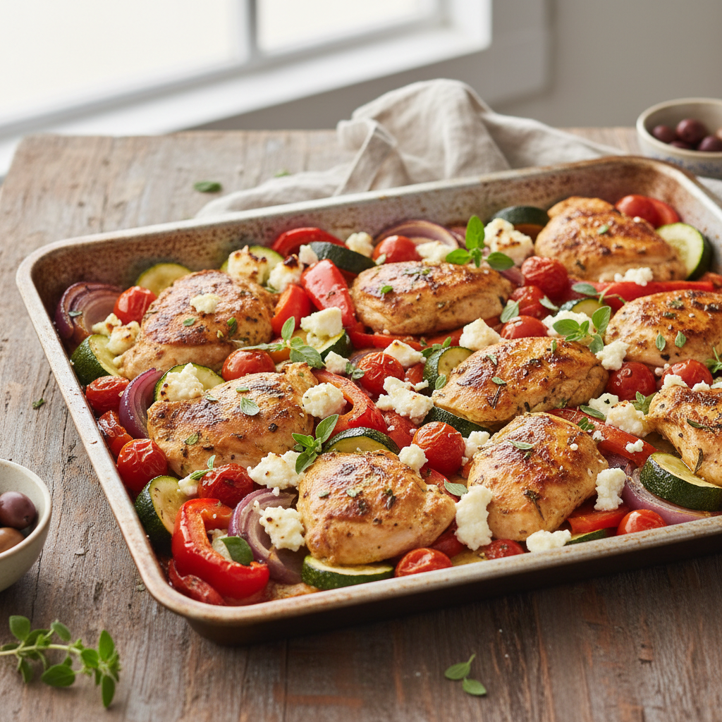Sheet Pan Greek Chicken Bake