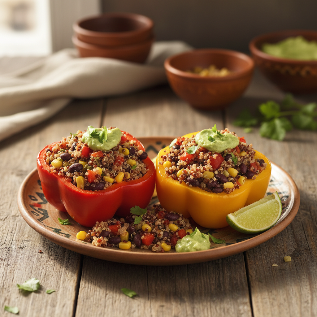 Quinoa and Black Bean Stuffed Bell Peppers