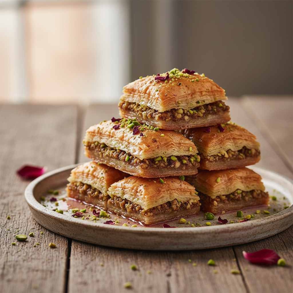 Rosewater and Pistachio Baklava