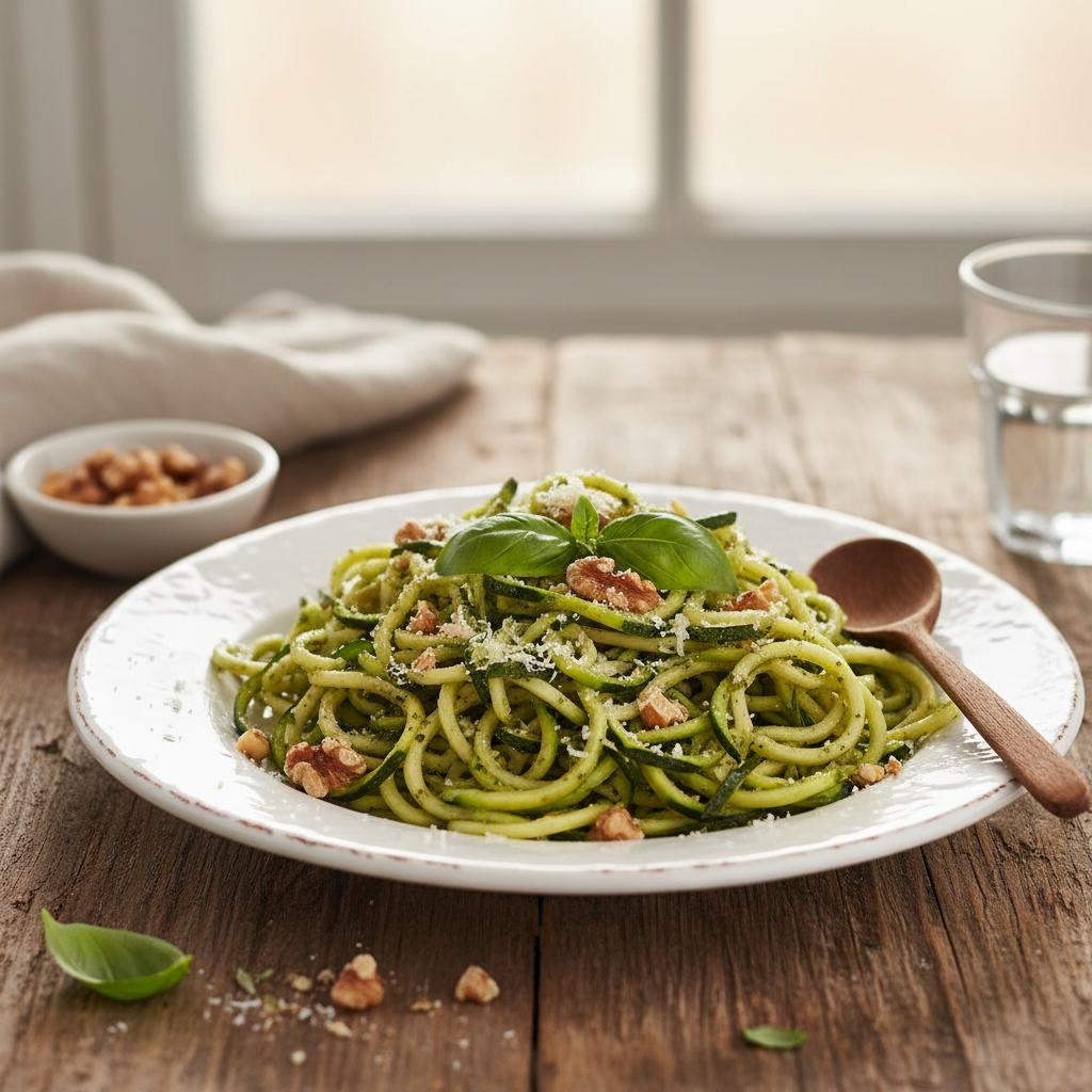 Zucchini Noodles with Walnut Pesto