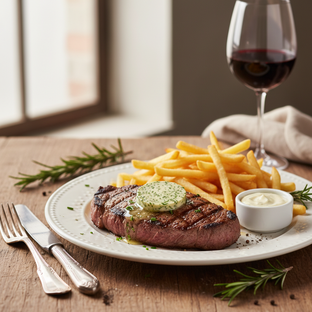 Steak Frites with Herb Butter