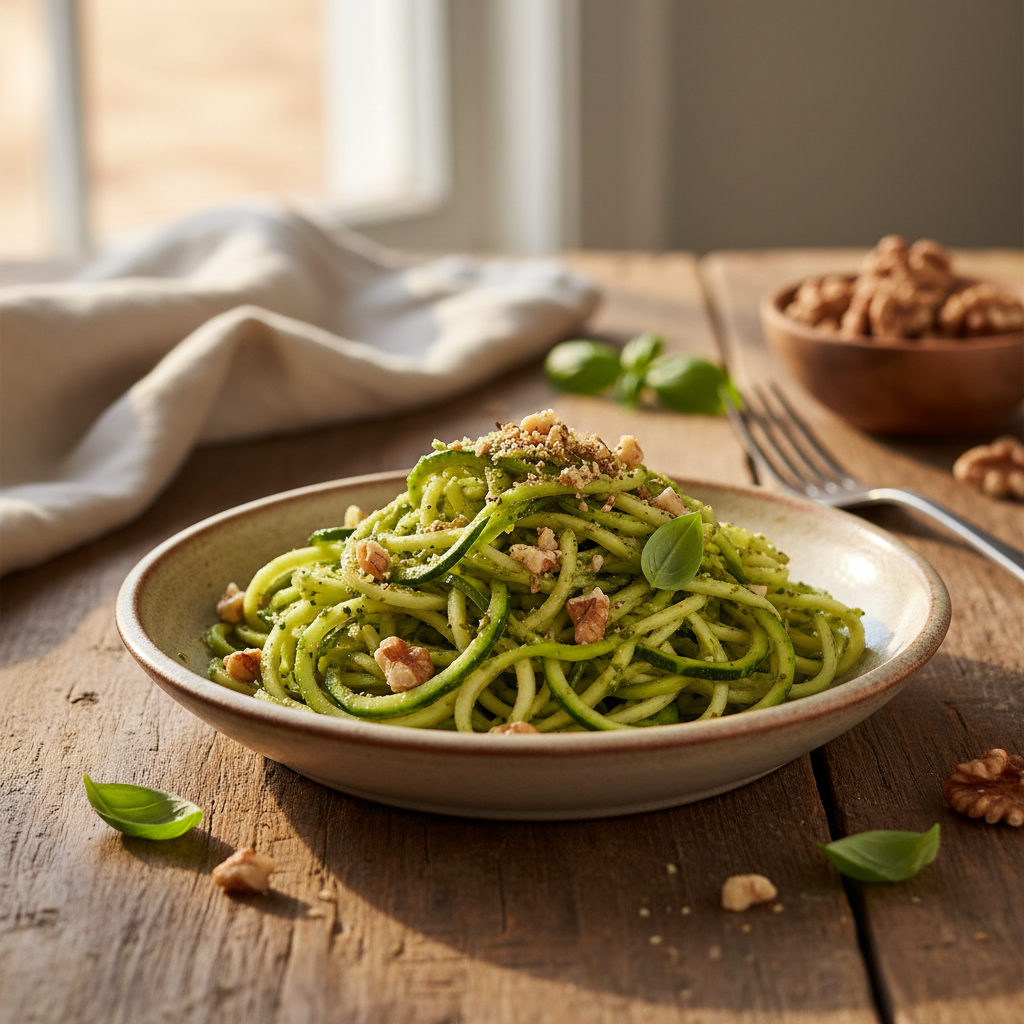 Zucchini Noodles with Walnut Pesto