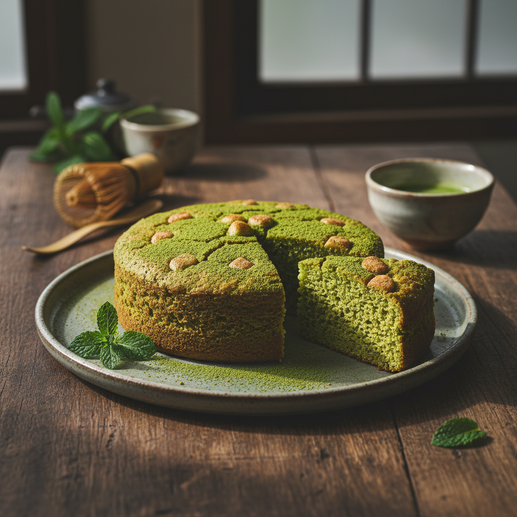 Japanese Matcha Mochi Cake