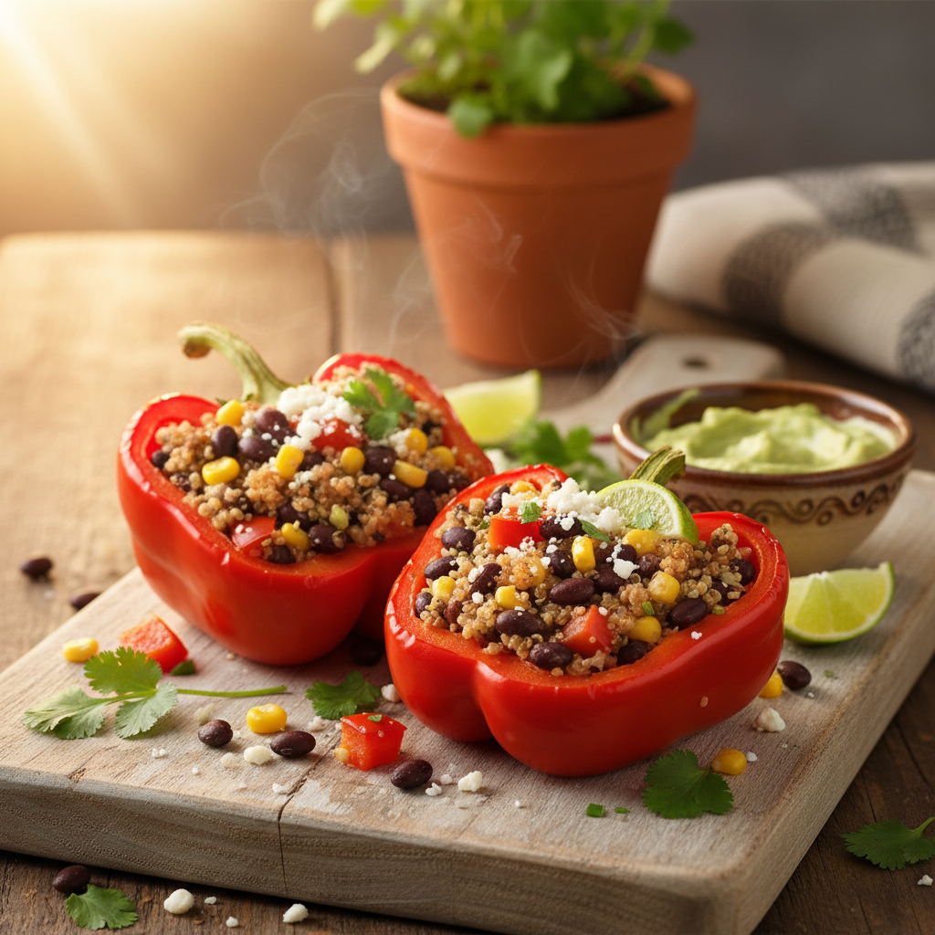 Quinoa and Black Bean Stuffed Peppers