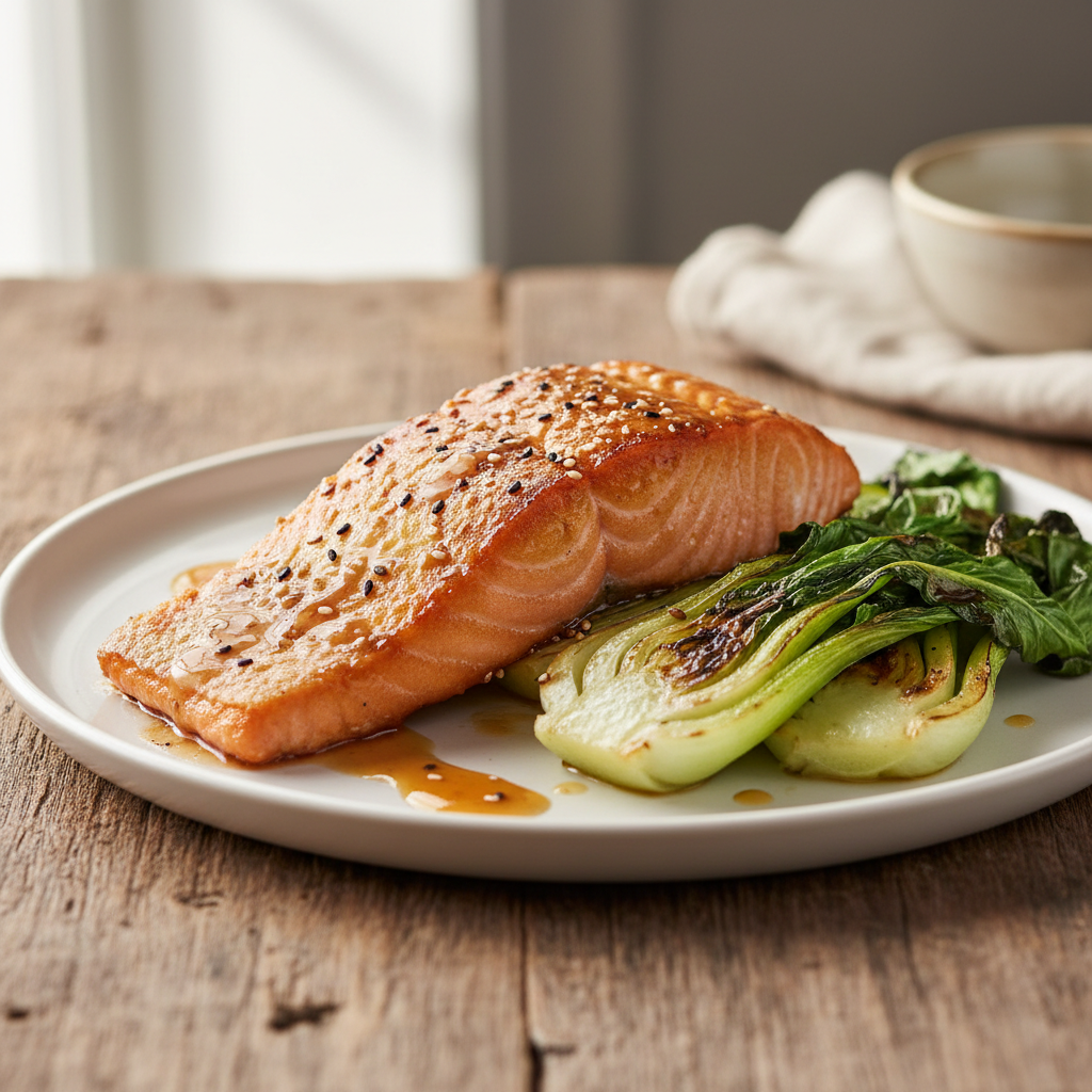 Crispy Skin Salmon with Miso Glaze