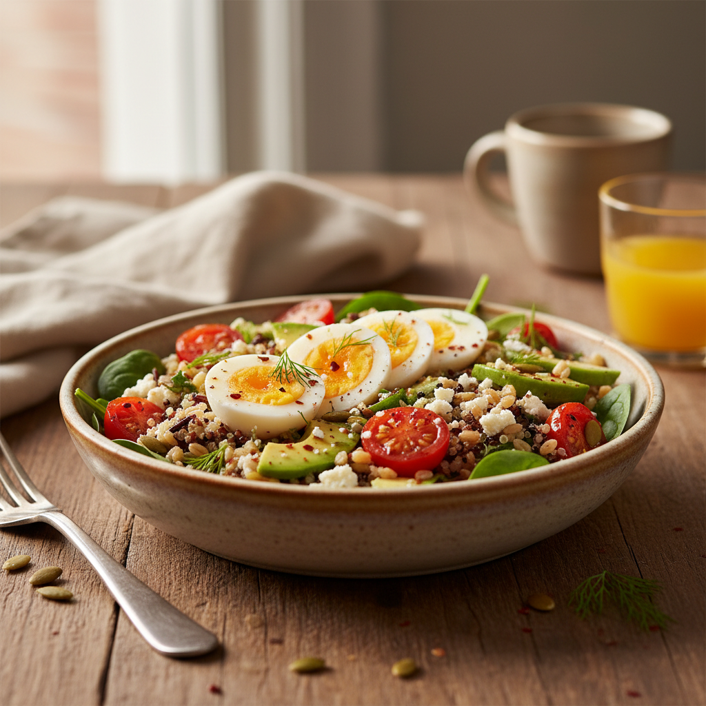 Hard-Boiled Egg and Grains Breakfast Salad