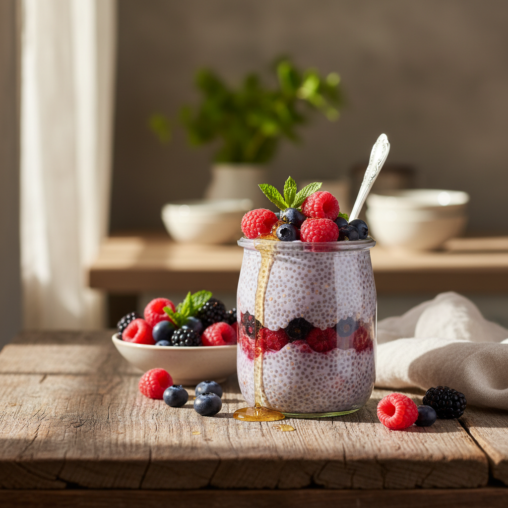 Overnight Chia Seed Pudding with Berries