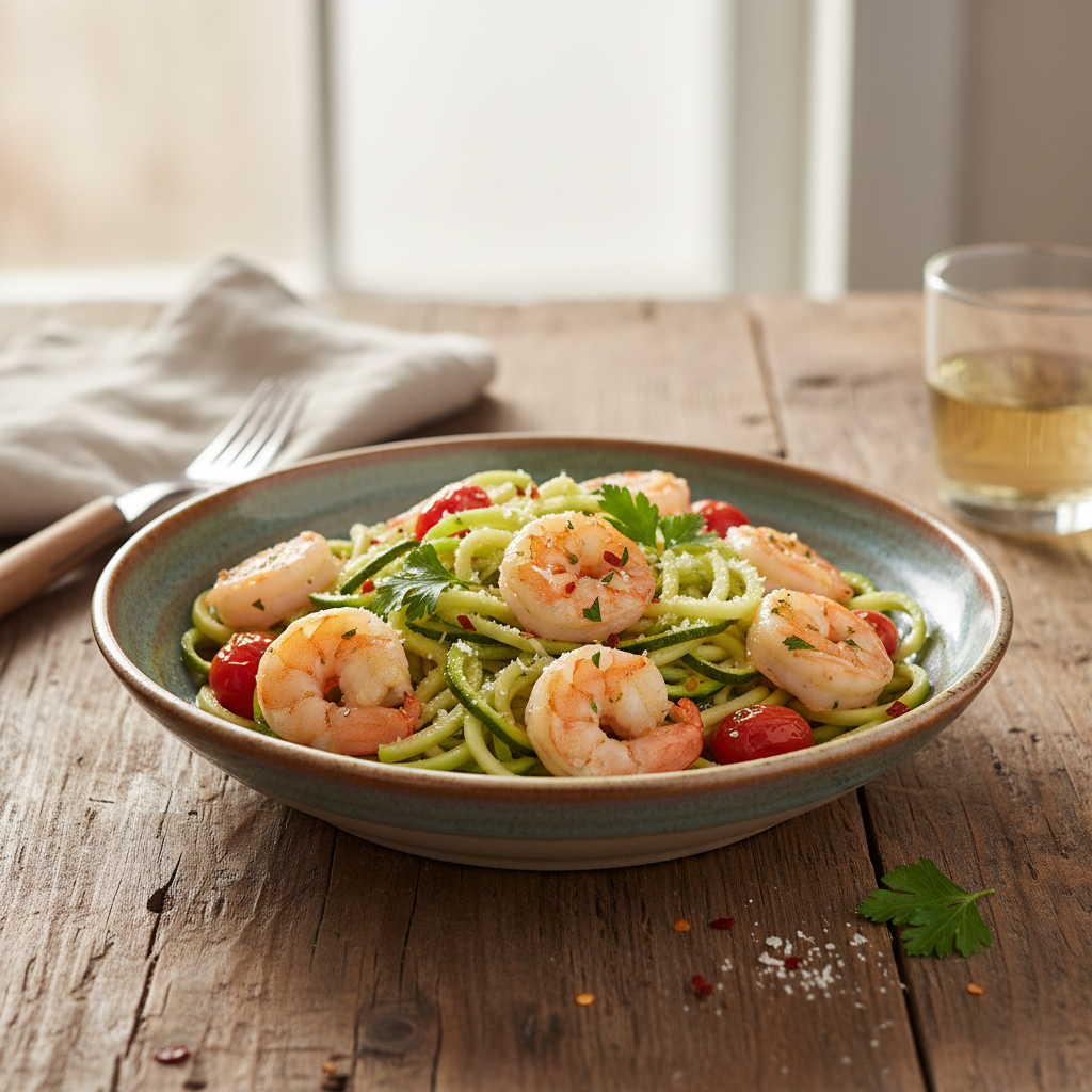 Zucchini Zoodle Scampi
