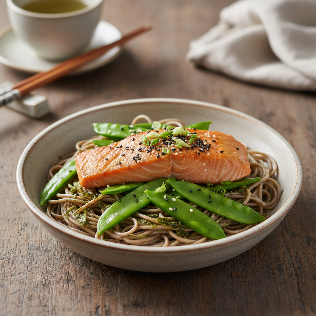 Japanese Miso Salmon Soba