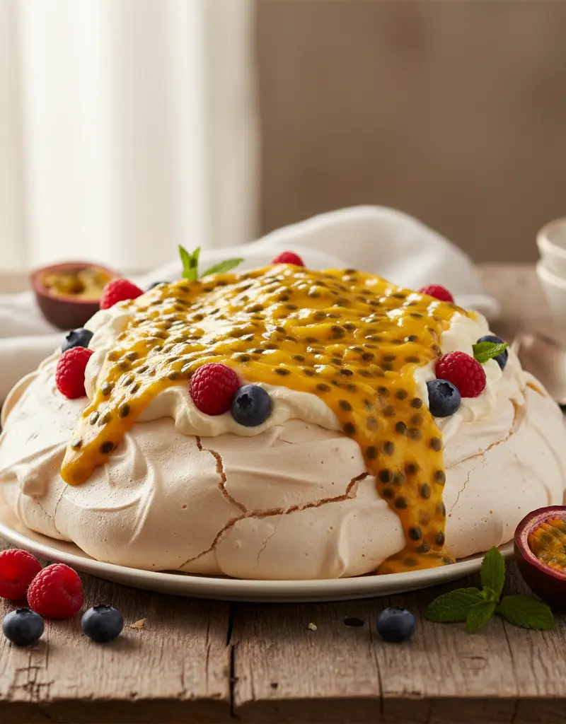 Pavlova with Passion Fruit Cream