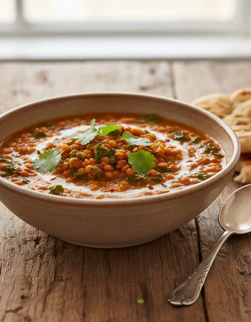 Red Lentil and Kale Dal