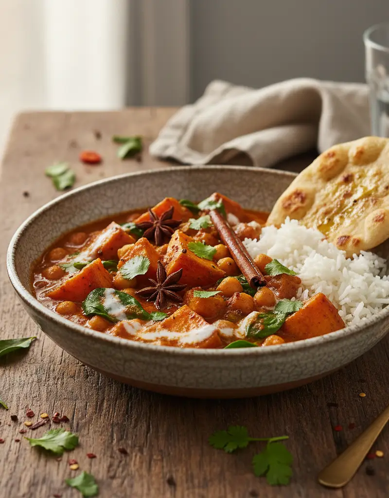 Slow-Roasted Sweet Potato & Chickpea Curry