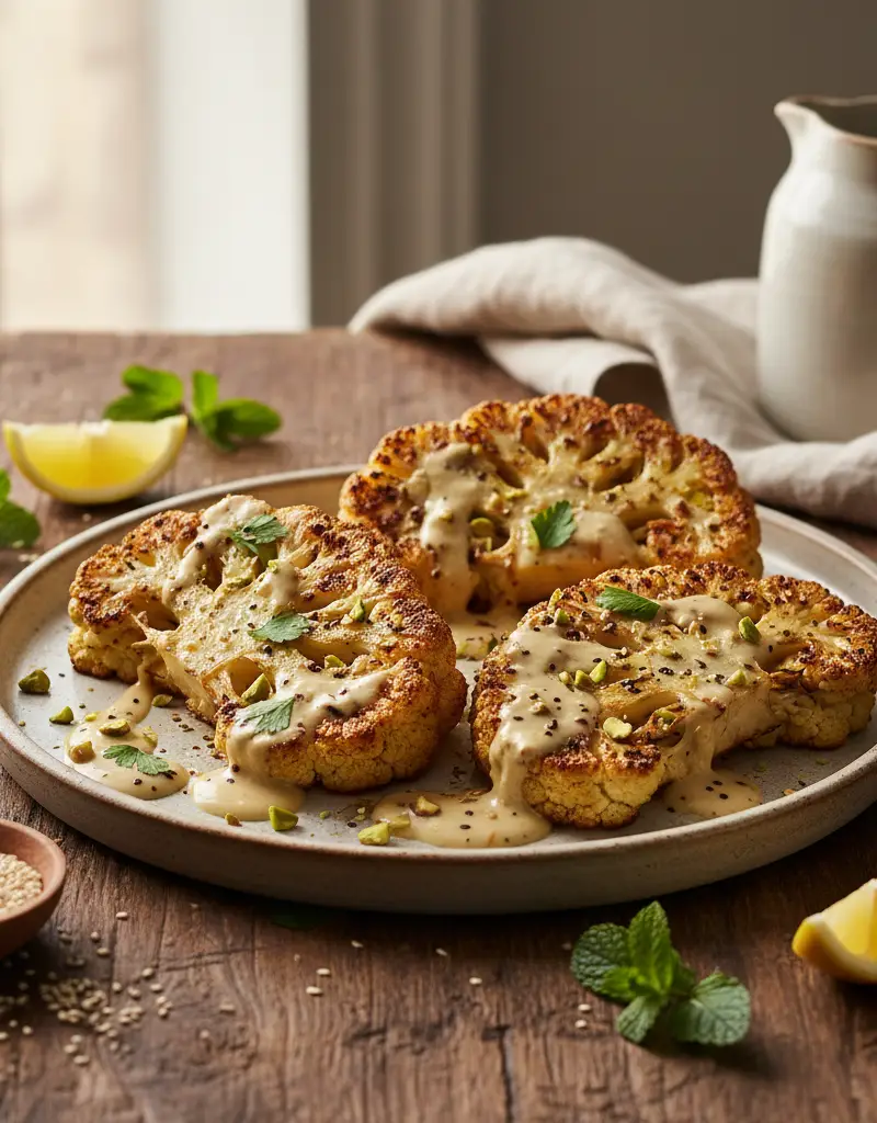 Roasted Cauliflower Steaks with Tahini