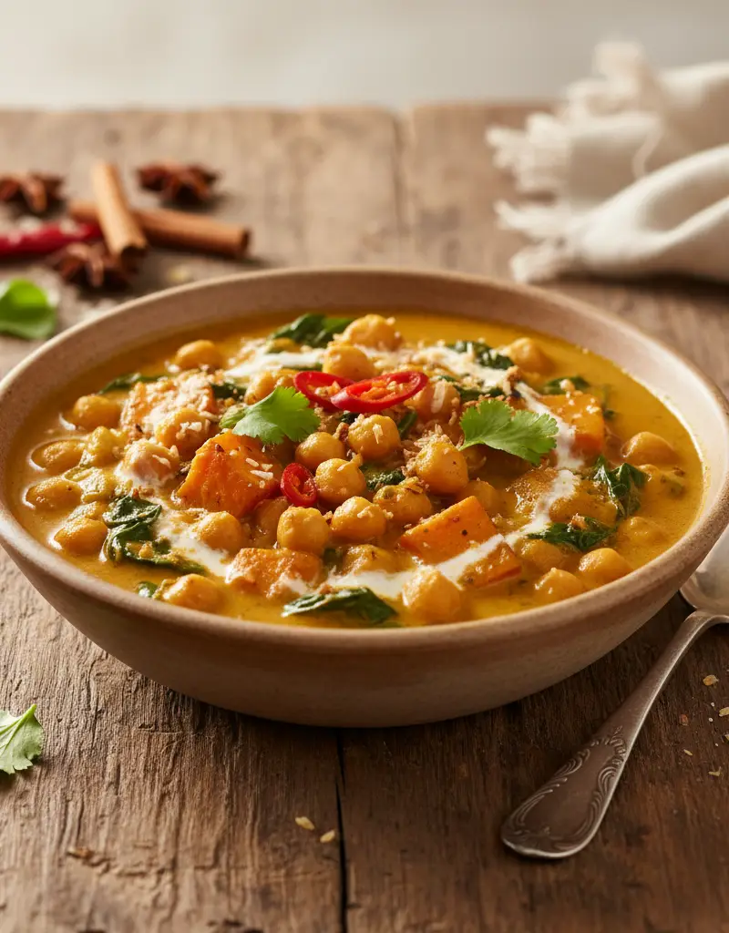 Chickpea and Spinach Sweet Potato Curry