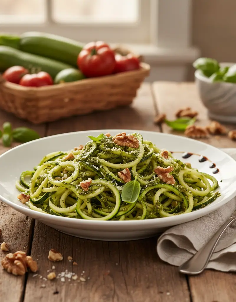 Zucchini Noodles with Walnut Pesto