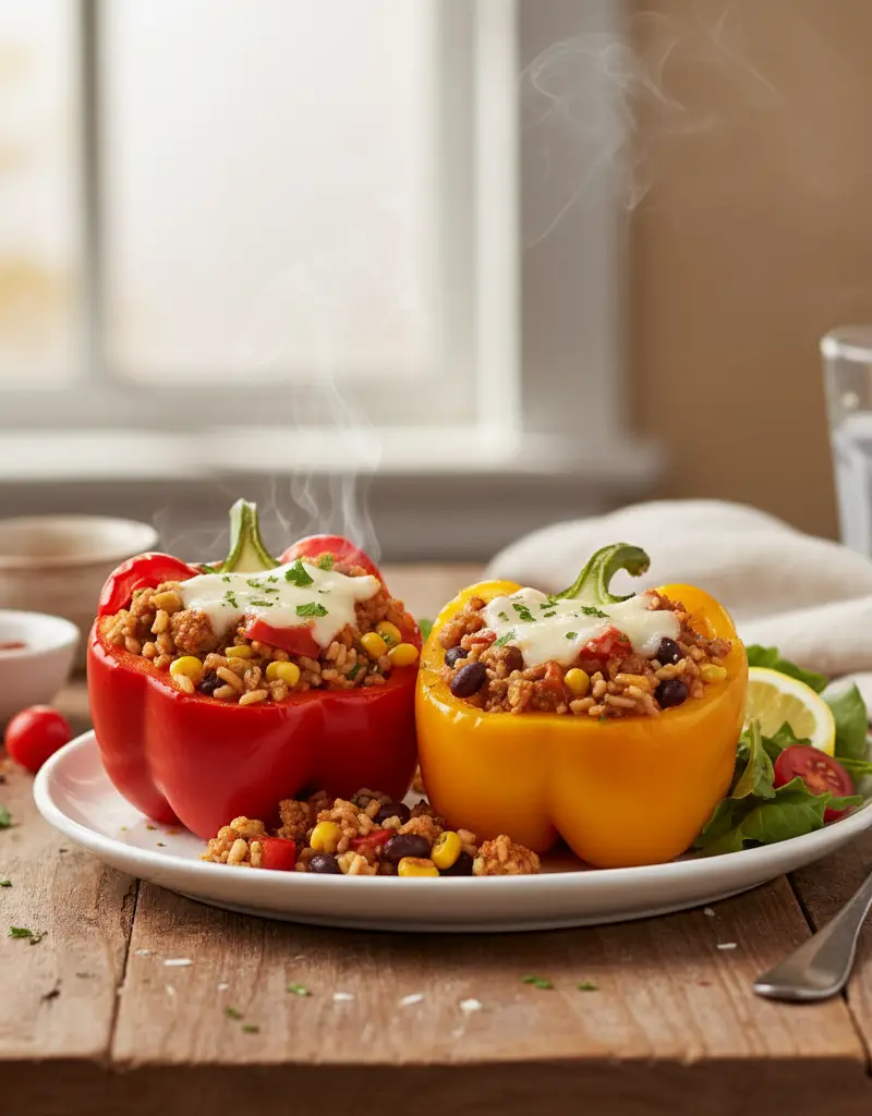 Stuffed Bell Peppers with Ground Turkey