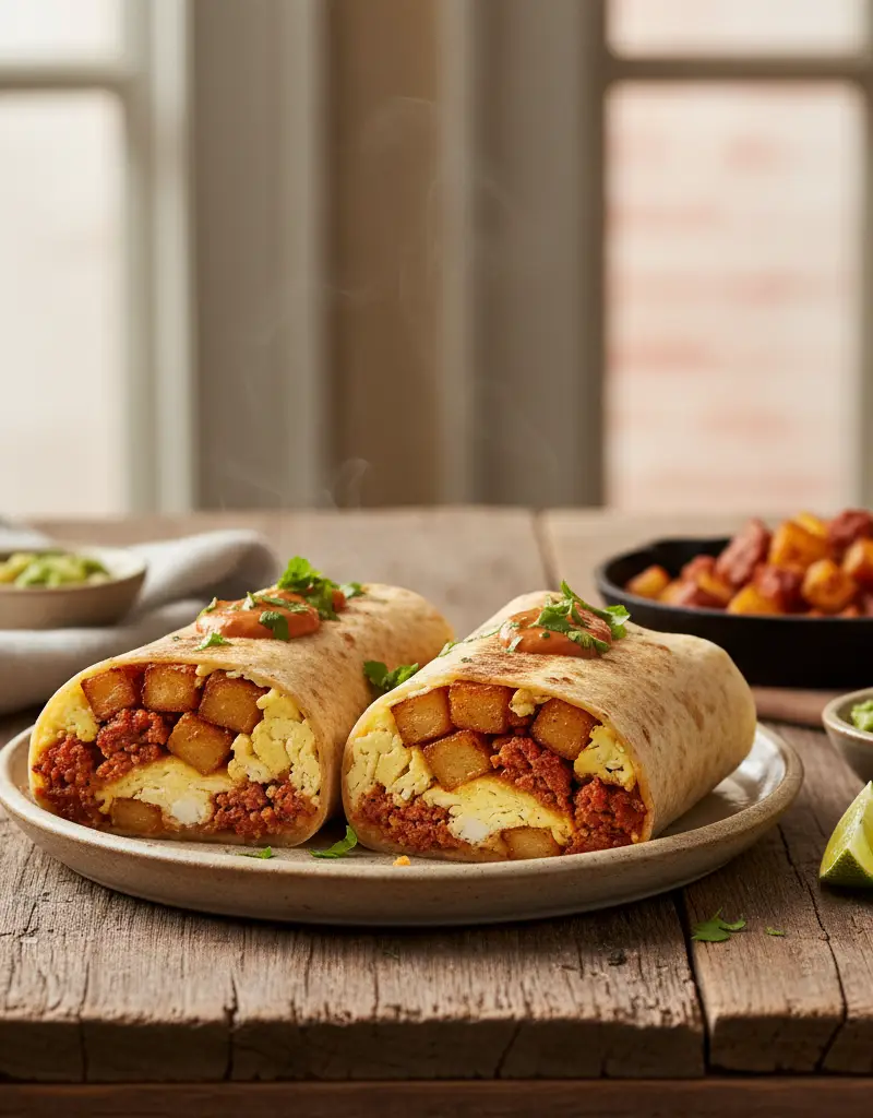 Potato and Chorizo Breakfast Burritos