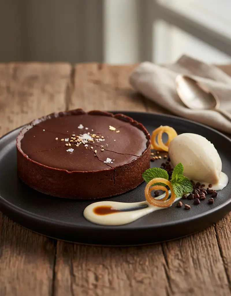 Salted Miso Chocolate Ganache Tart